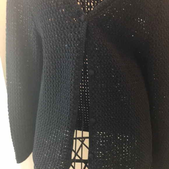 Lauren Ralph Lauren Black Hand Knit Button Front Cardigan - Picture 5 of 8